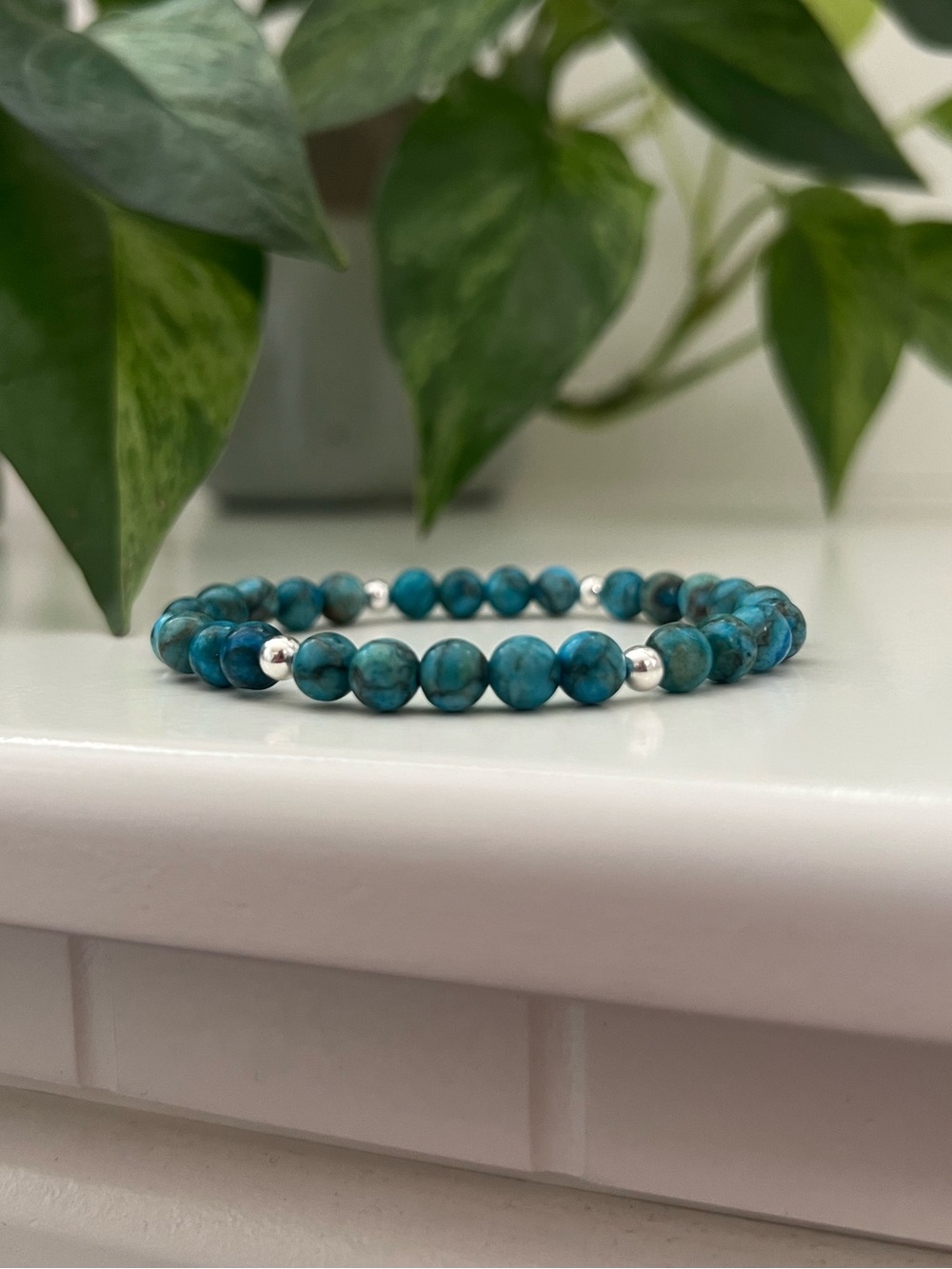 Sterling Silver & South African Turquoise Custom Bracelet, Gemstones, 925
